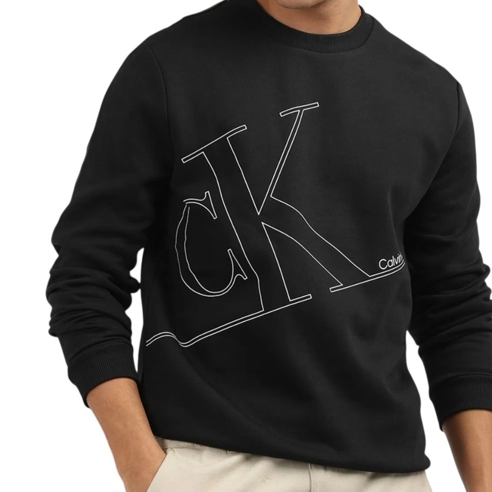 Calvin Klein Mens Graphic Monogram Crew Sweater - Black size XL